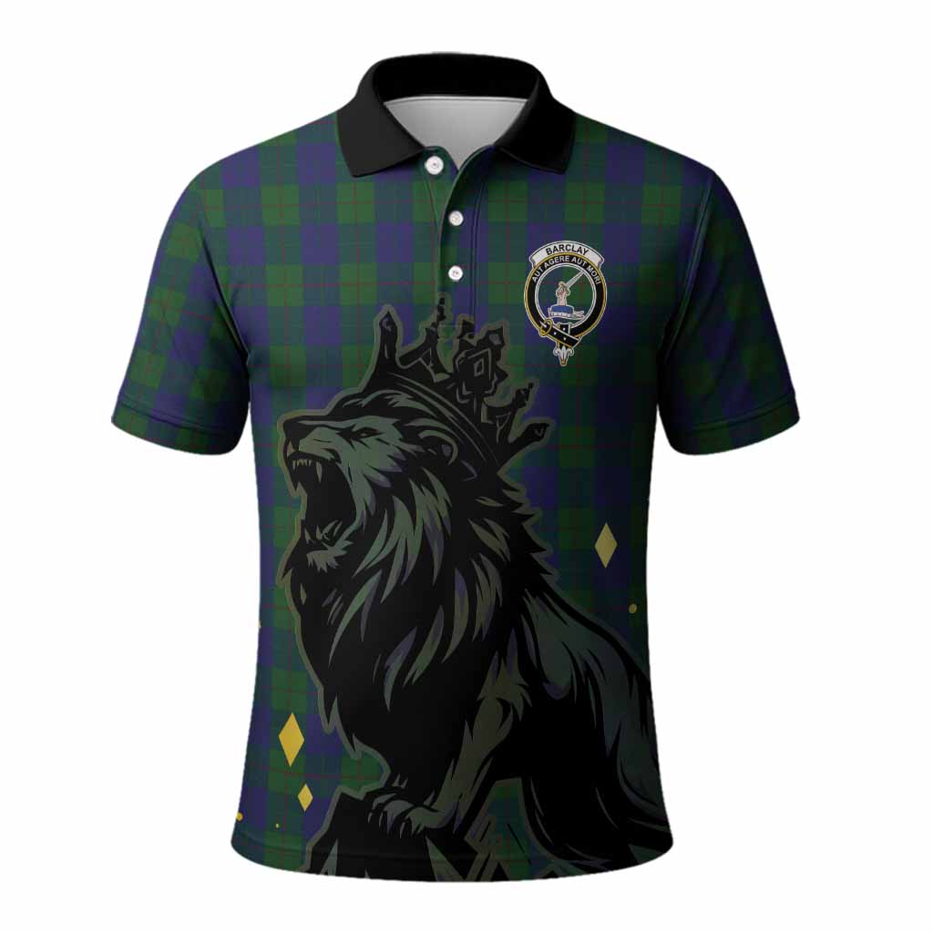 Barclay Tartan Family Crest Polo Shirt Crowned Lion Roaring