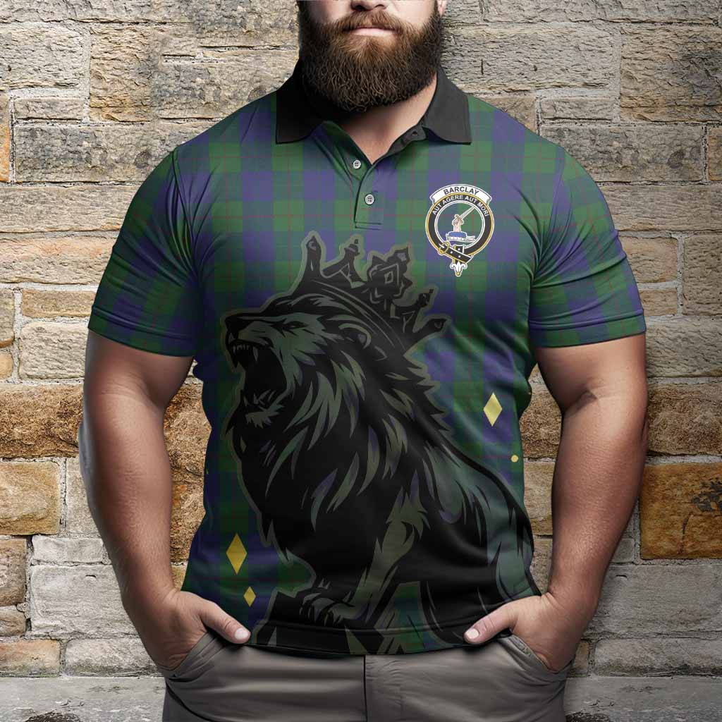 Barclay Tartan Family Crest Polo Shirt Crowned Lion Roaring