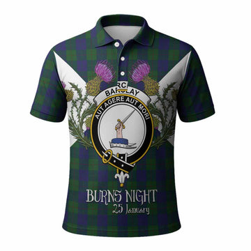 Barclay Tartan Family Crest Polo Shirt Scottish Burns Night Thistle Floral