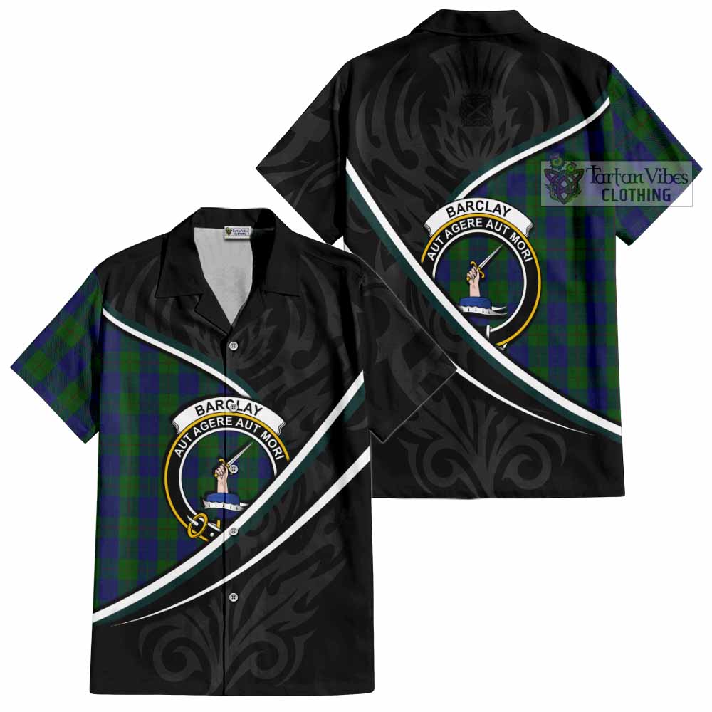 Barclay Tartan Family Crest Short Sleeve Button Shirt Celtic Scottish Thistle Floral - Tartan Vibes Clothing