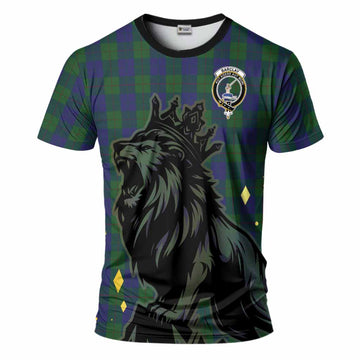 Barclay Tartan Family Crest T-Shirt Crowned Lion Roaring