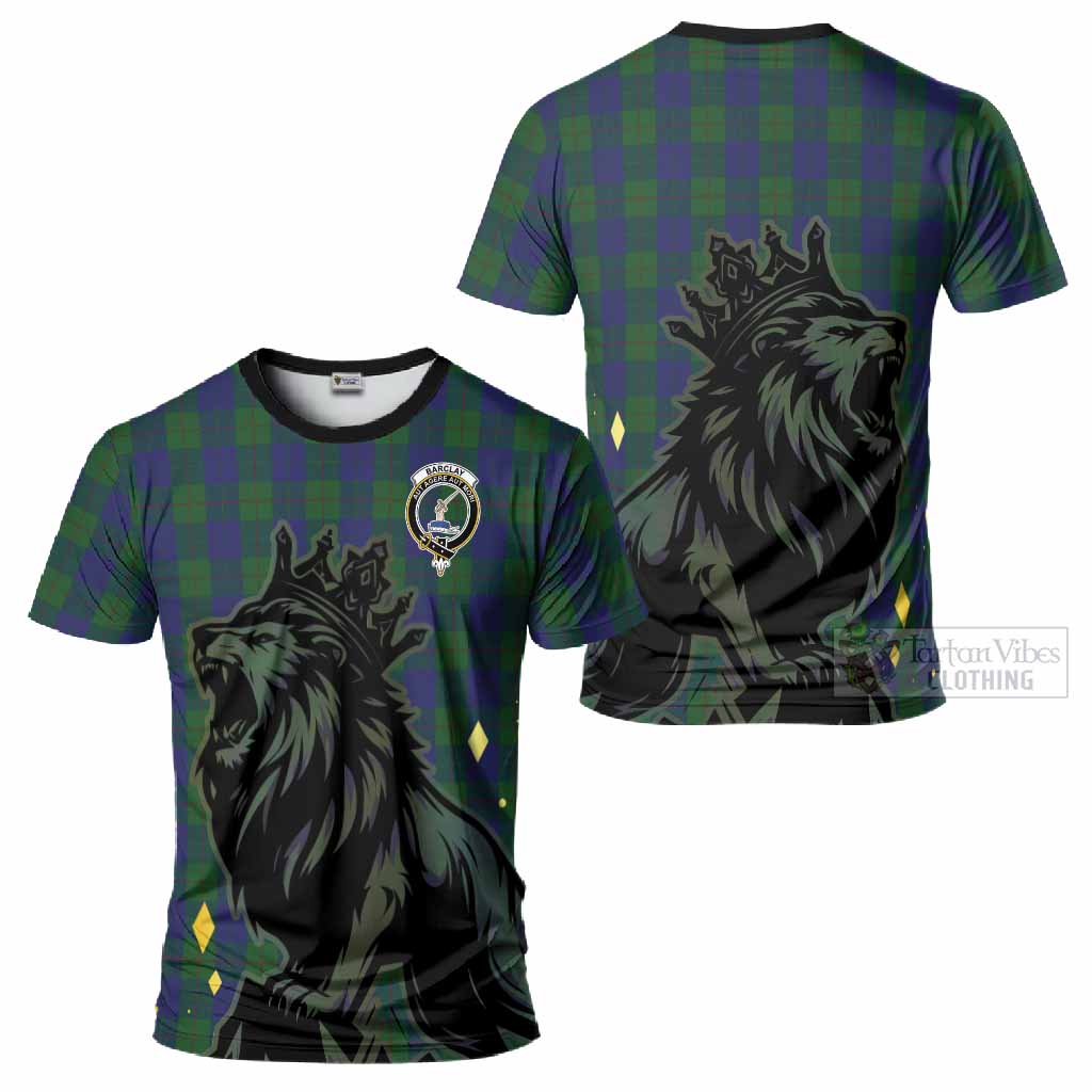Barclay Tartan Family Crest T-Shirt Crowned Lion Roaring