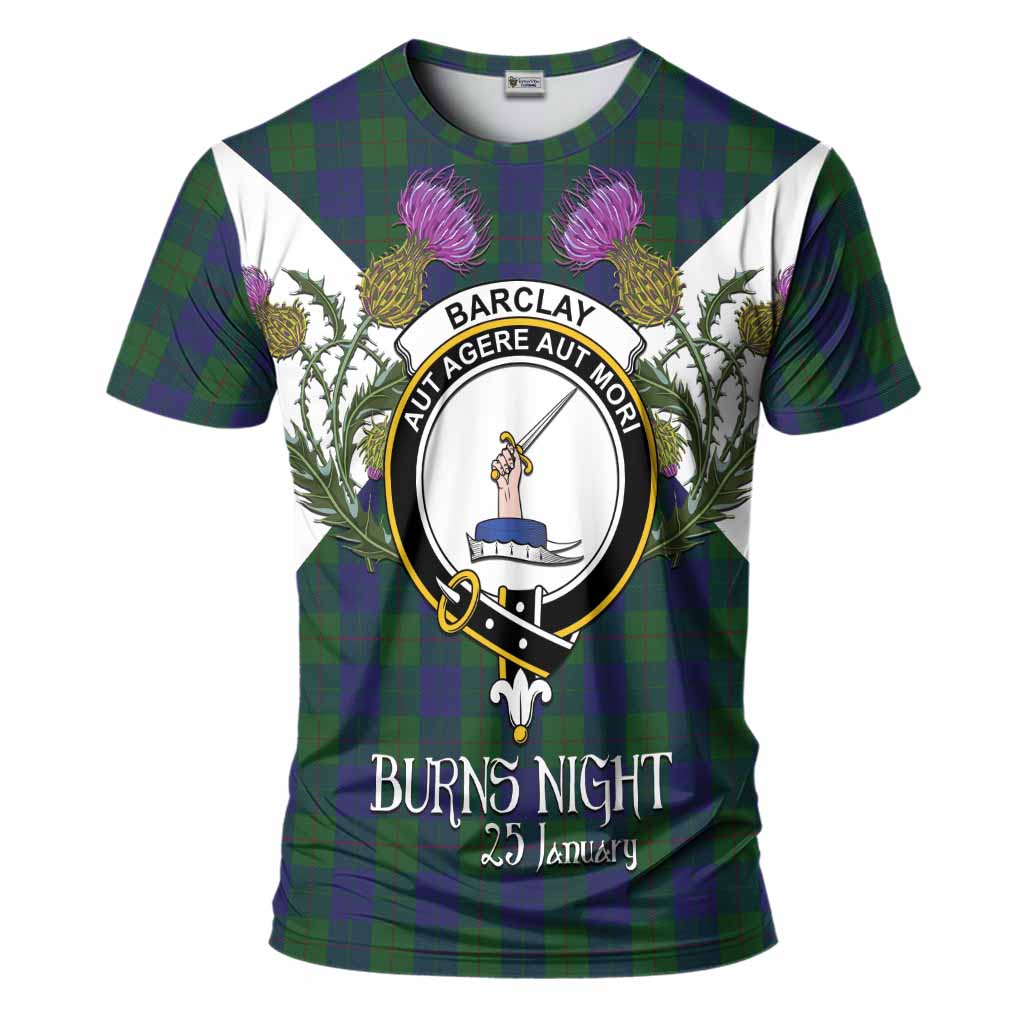 Barclay Tartan Family Crest T-Shirt Scottish Burns Night Thistle Floral