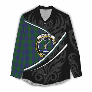 Barclay Tartan Family Crest Women Casual Shirt Celtic Scottish Thistle Floral - Tartan Vibes Clothing