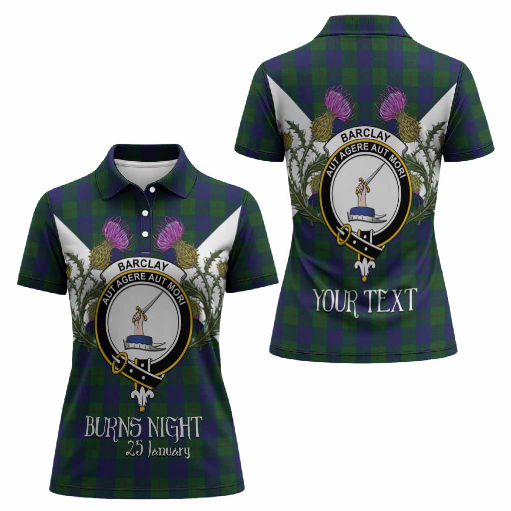 Barclay Tartan Family Crest Women Polo Shirt Scottish Burns Night Thistle Floral