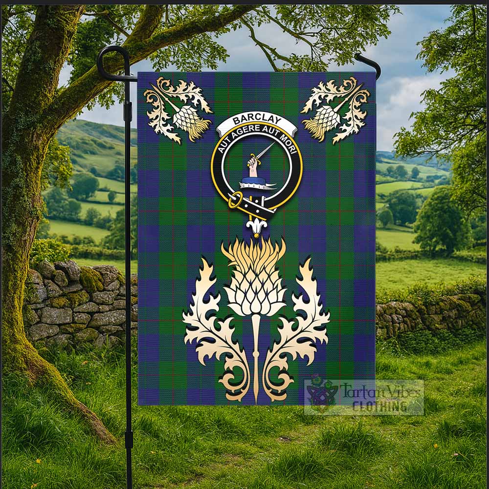 Barclay Tartan Garden Flag with Golden Regal Scottish Thistle Emblem - Tartan Vibes Clothing