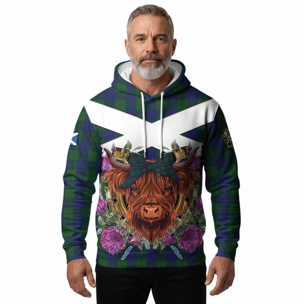 Barclay Tartan Hoodie Scottish Thistle Heilan Coo