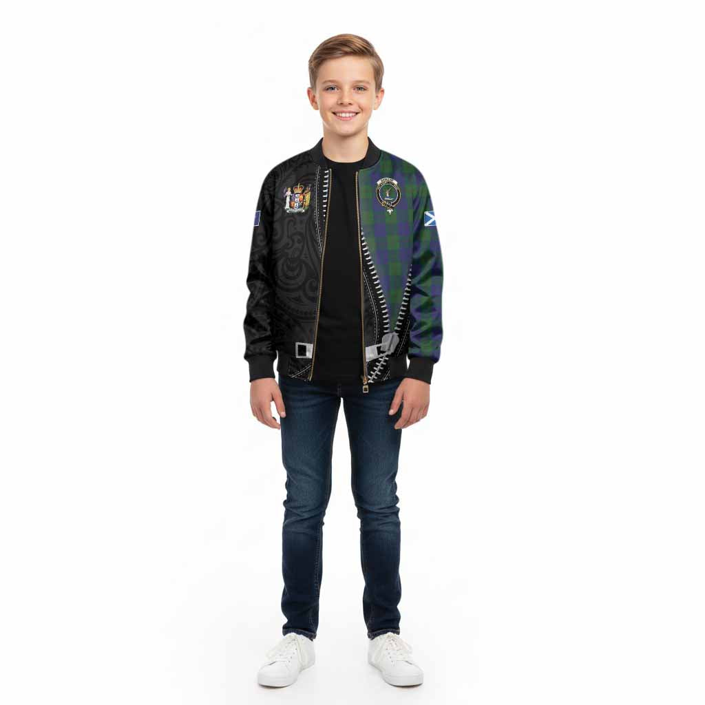 Barclay Tartan Kid Bomber Jacket New Zealand Pattern Unique Zipper Stylized