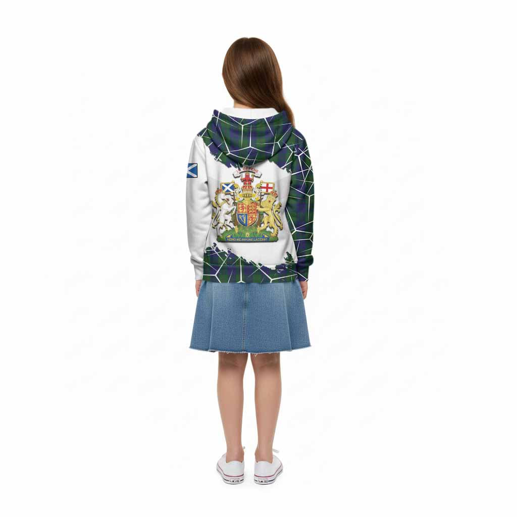 Barclay Tartan Kid Hoodie with Family Crest and Lion Rampant Grunge Style