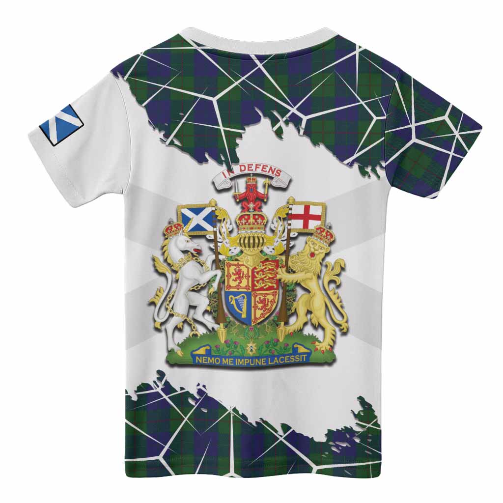 Barclay Tartan Kid T-shirt with Family Crest and Lion Rampant Grunge Style