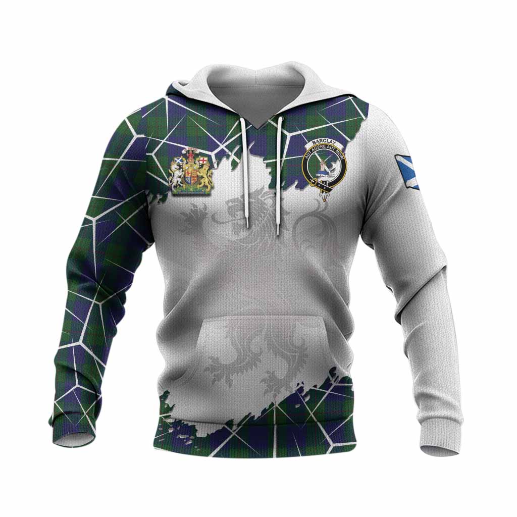 Barclay Tartan Knitted Hoodie with Family Crest and Lion Rampant Grunge Style