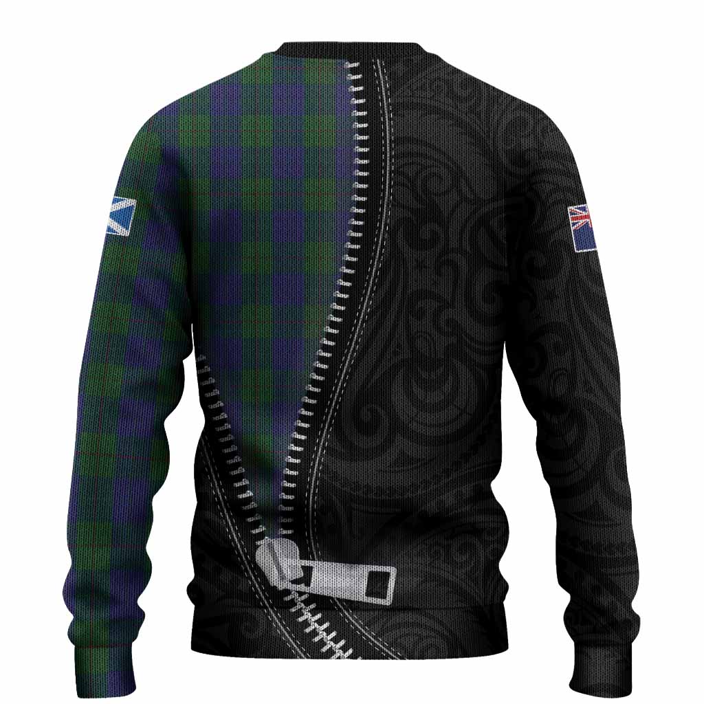 Barclay Tartan Knitted Sweater New Zealand Pattern Unique Zipper Stylized