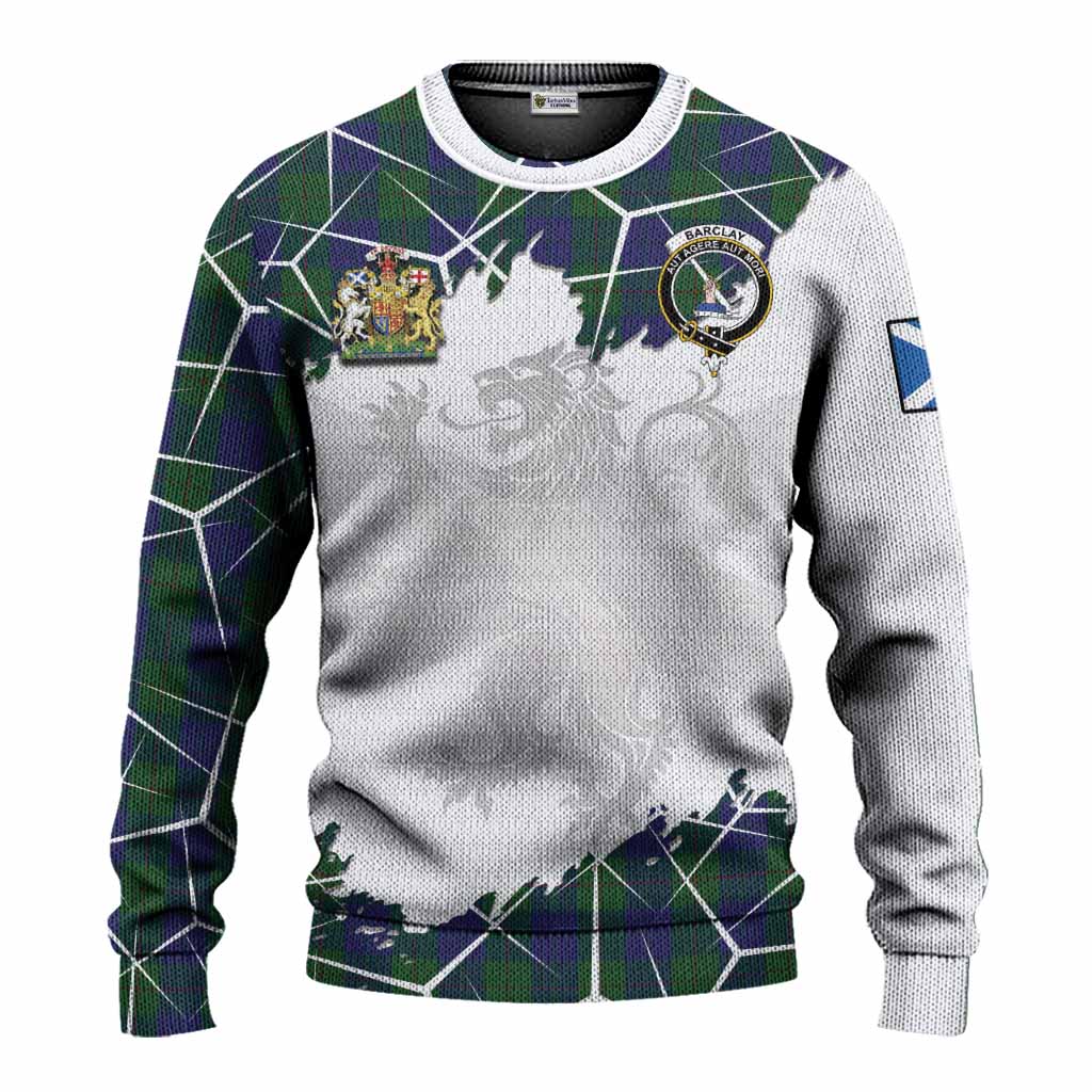 Barclay Tartan Knitted Sweater with Family Crest and Lion Rampant Grunge Style