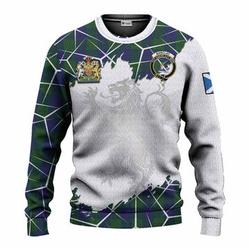 Barclay Tartan Knitted Sweater with Family Crest and Lion Rampant Grunge Style