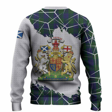 Barclay Tartan Knitted Sweater with Family Crest and Lion Rampant Grunge Style