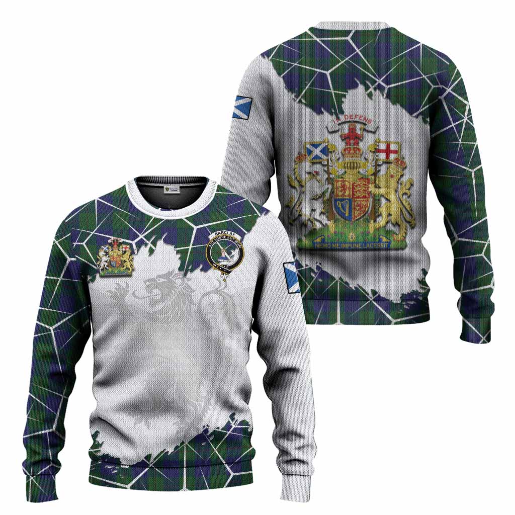 Barclay Tartan Knitted Sweater with Family Crest and Lion Rampant Grunge Style