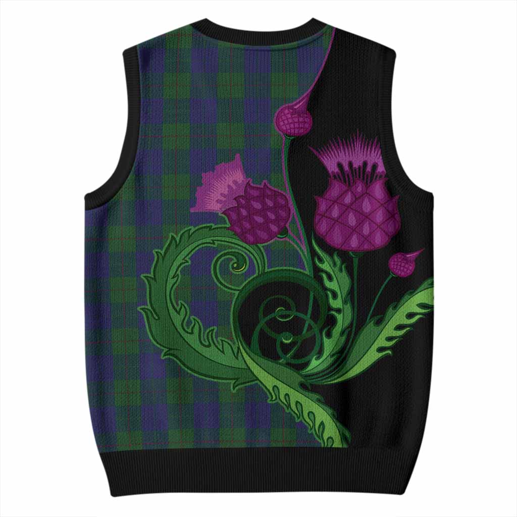 Barclay Tartan Knitted V-Neck Vest Traditional Scottish Thistle