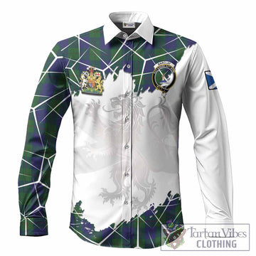 Barclay Tartan Long Sleeve Button Shirts with Family Crest and Lion Rampant Grunge Style