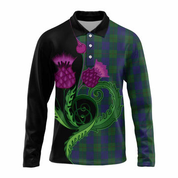 Barclay Tartan Long Sleeve Polo Shirt Traditional Scottish Thistle
