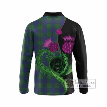 Barclay Tartan Long Sleeve Polo Shirt Traditional Scottish Thistle