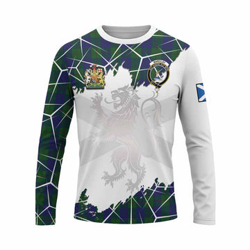 Barclay Tartan Long Sleeve T-Shirt with Family Crest and Lion Rampant Grunge Style