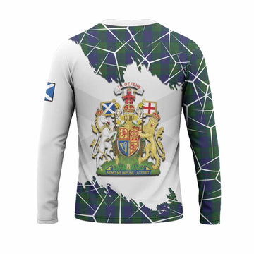 Barclay Tartan Long Sleeve T-Shirt with Family Crest and Lion Rampant Grunge Style