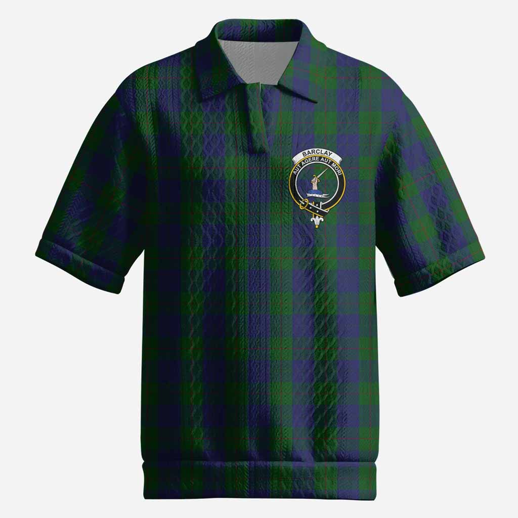 Barclay Tartan Men’s Polo Sweater Top with Family Crest