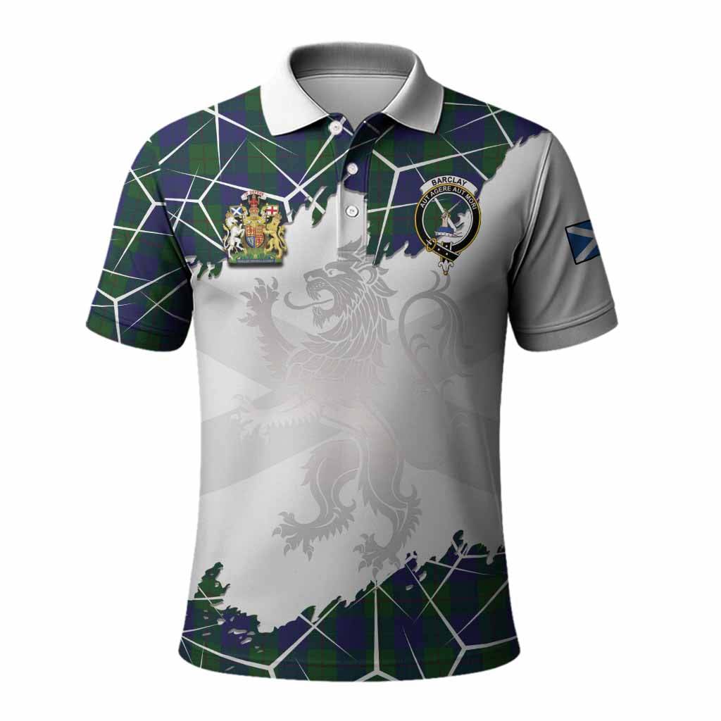 Barclay Tartan Polo Shirt with Family Crest and Lion Rampant Grunge Style