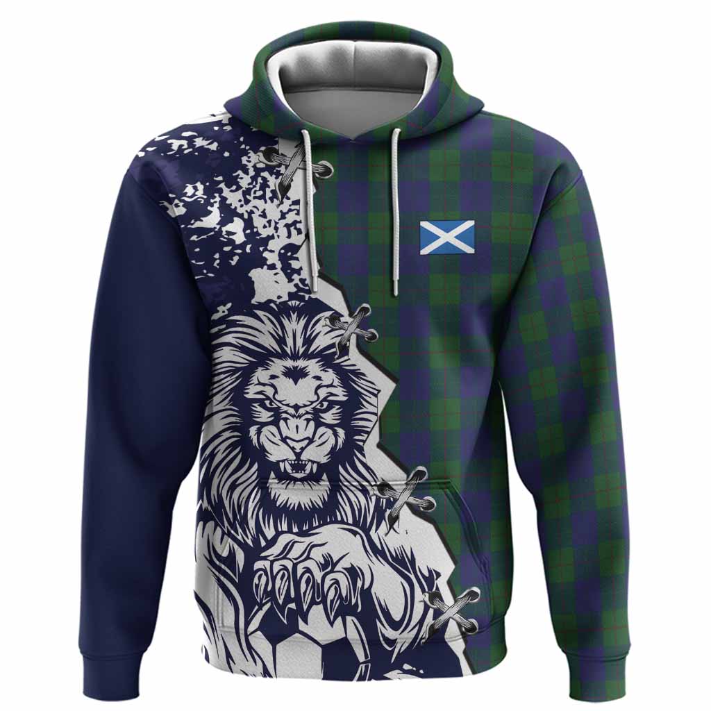 Barclay Tartan Scottish Hoodie Angry Lion With Soccer Ball Style