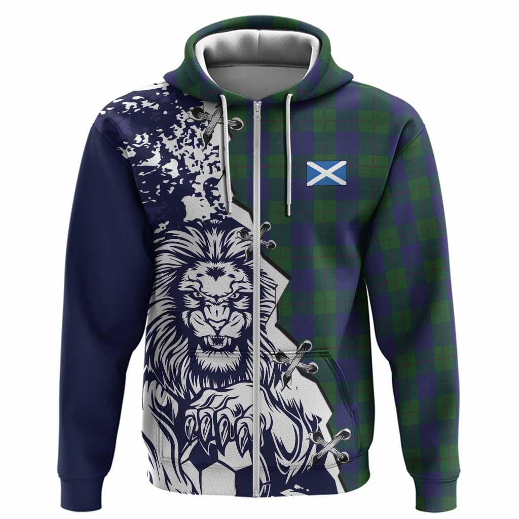 Barclay Tartan Scottish Hoodie Angry Lion With Soccer Ball Style
