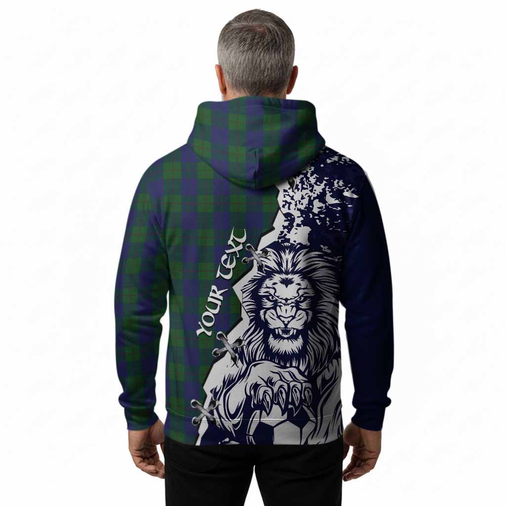 Barclay Tartan Scottish Hoodie Angry Lion With Soccer Ball Style
