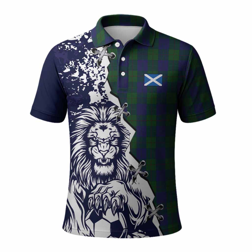 Barclay Tartan Scottish Polo Shirt Angry Lion With Soccer Ball Style