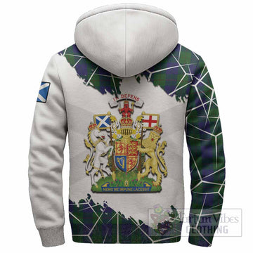 Barclay Tartan Sherpa Hoodie with Family Crest and Lion Rampant Grunge Style