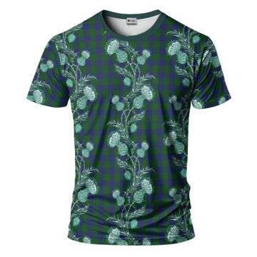 Barclay Tartan T-Shirt Seamless Scottish Thistle Flowers