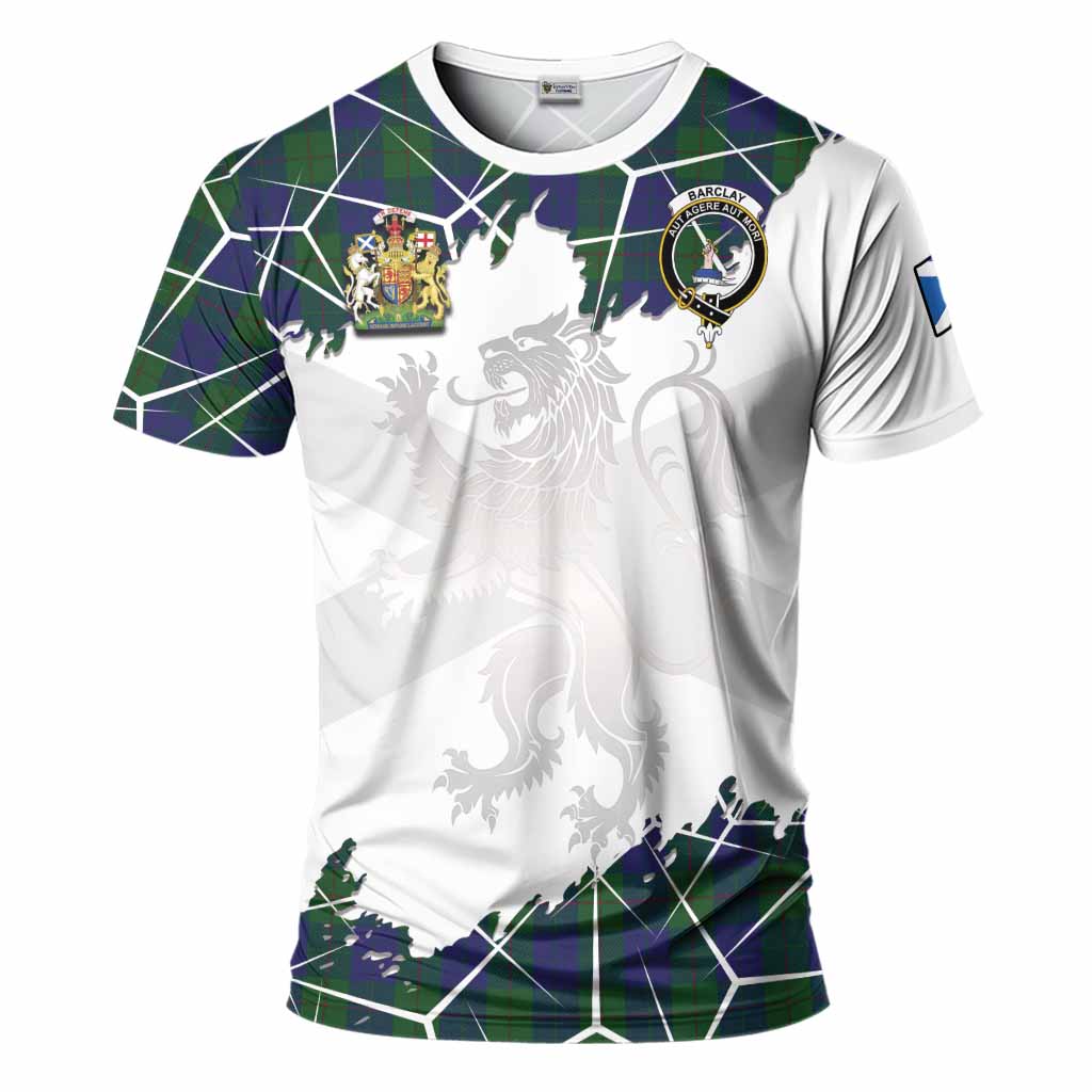 Barclay Tartan T-Shirt with Family Crest and Lion Rampant Grunge Style