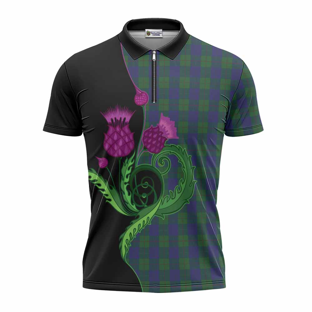 Barclay Tartan Zipper Polo Shirt Traditional Scottish Thistle