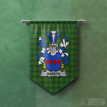 Bareth Irish Clan Tartan Gonfalon, Tartan Banner with Coat of Arms