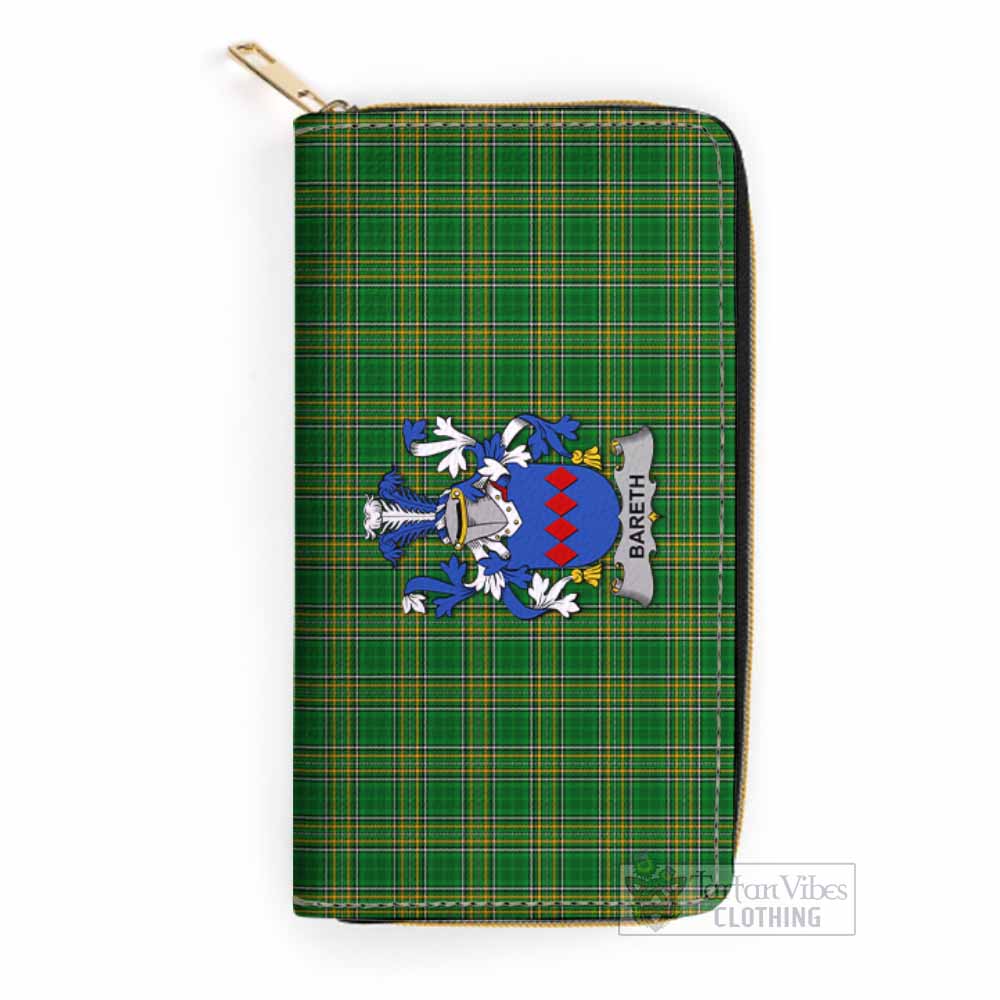 Tartan Vibes Clothing Bareth Irish Clan Tartan Women's Leather Wallet with Coat of Arms