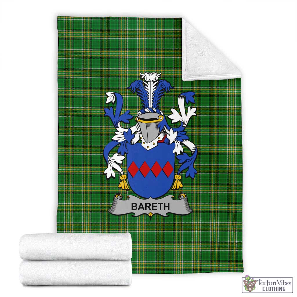 Bareth Irish Clan Tartan Blanket with Coat of Arms X-Large 59 x 79 inches 150 x 200 cm - Tartan Vibes Clothing