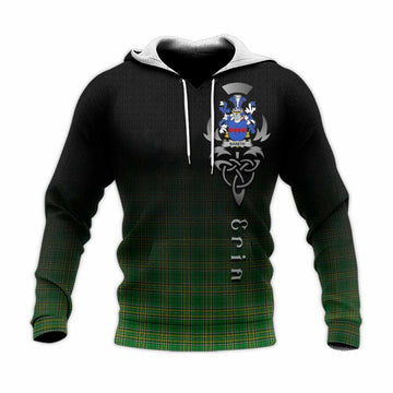 Tartan Vibes Clothing Bareth Irish Clan Knitted Hoodie with Coat of Arms Erin Go Bragh Celtic Inspired