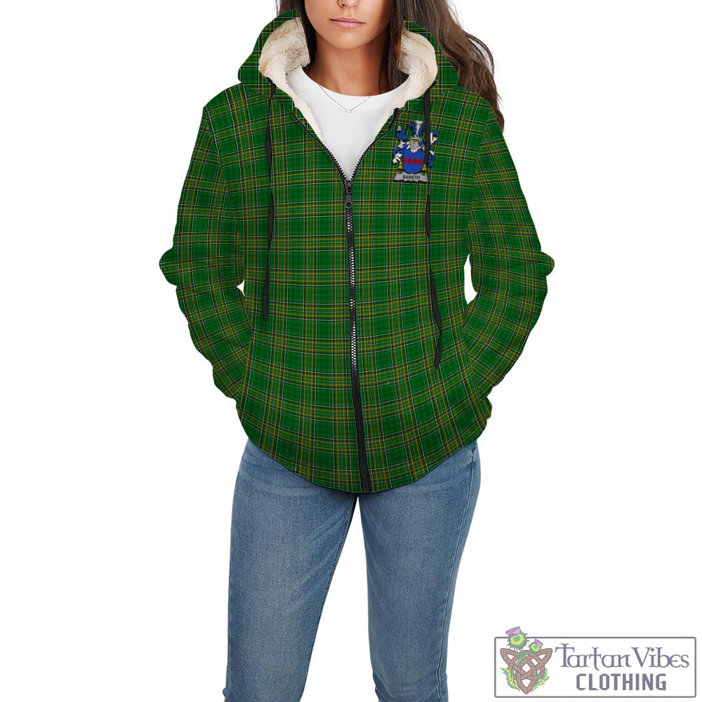 Tartan Vibes Clothing Bareth Ireland Clan Tartan Sherpa Hoodie with Coat of Arms