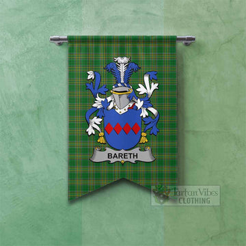 Bareth Irish Clan Tartan Gonfalon, Tartan Banner with Coat of Arms