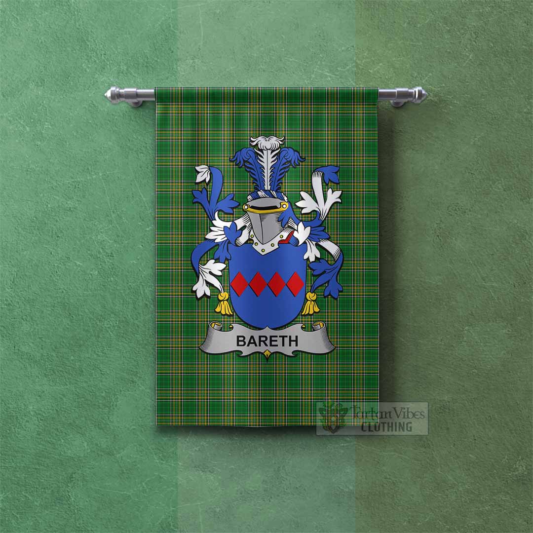 Tartan Vibes Clothing Bareth Irish Clan Tartan Gonfalon, Tartan Banner with Coat of Arms