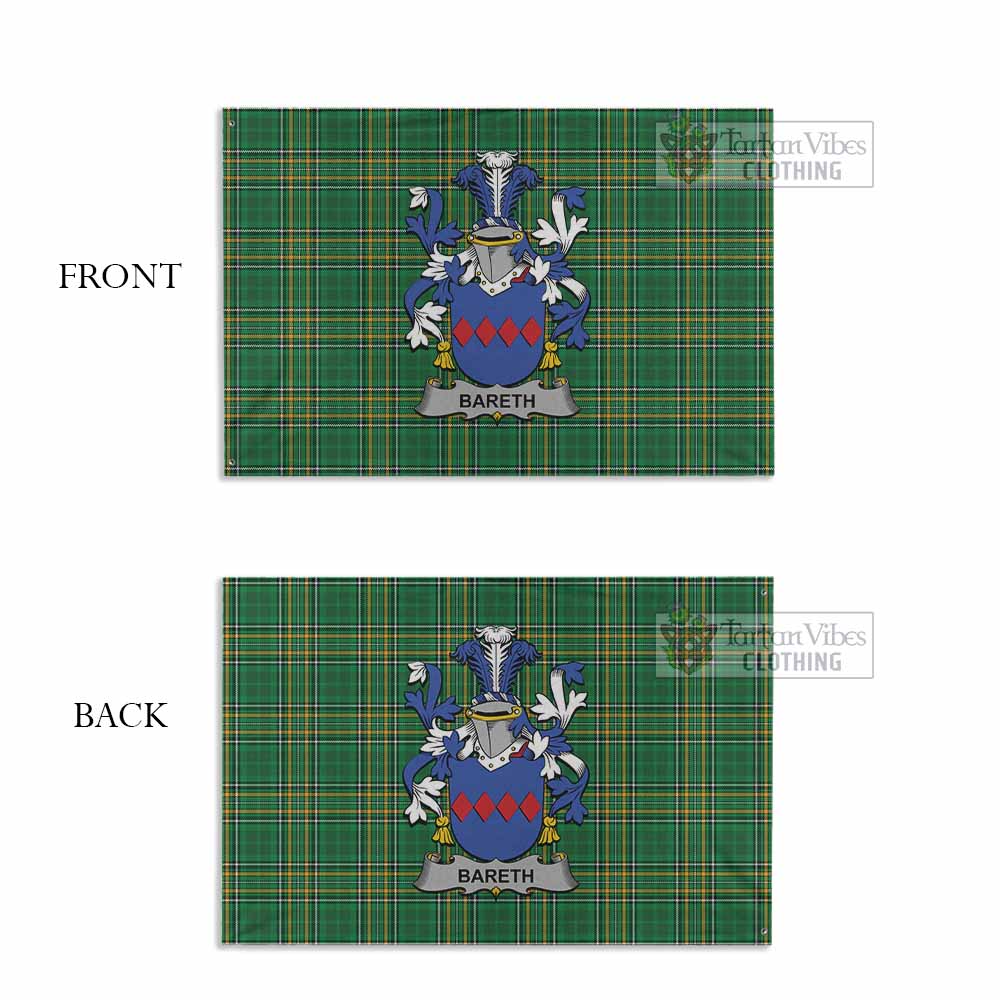 Tartan Vibes Clothing Bareth Irish Clan Tartan House Flag with Coat of Arms