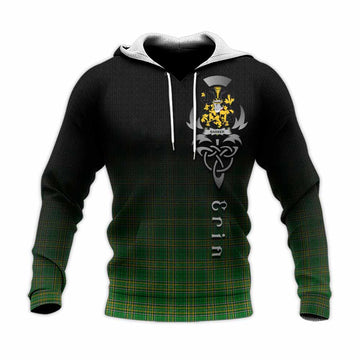 Tartan Vibes Clothing Barker Irish Clan Knitted Hoodie with Coat of Arms Erin Go Bragh Celtic Inspired