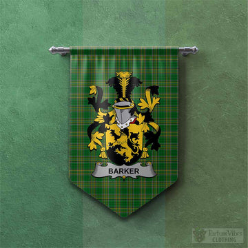 Tartan Vibes Clothing Barker Irish Clan Tartan Gonfalon, Tartan Banner with Coat of Arms