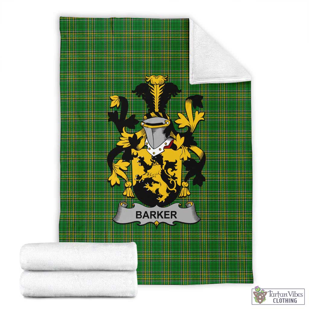 Tartan Vibes Clothing Barker Irish Clan Tartan Blanket with Coat of Arms