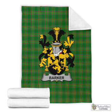 Tartan Vibes Clothing Barker Irish Clan Tartan Blanket with Coat of Arms