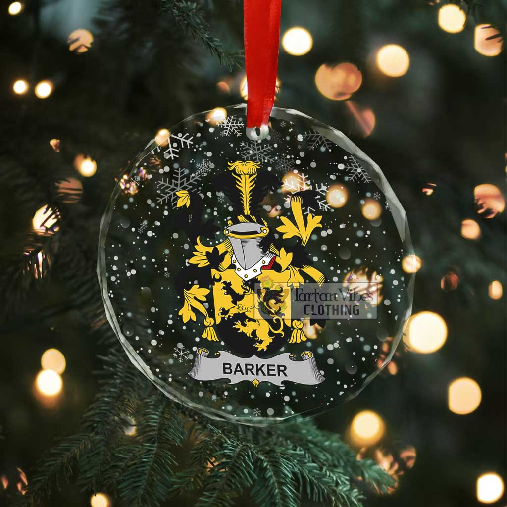 Tartan Vibes Clothing Barker Irish Clan Christmas Glass Ornament with Coat of Arms