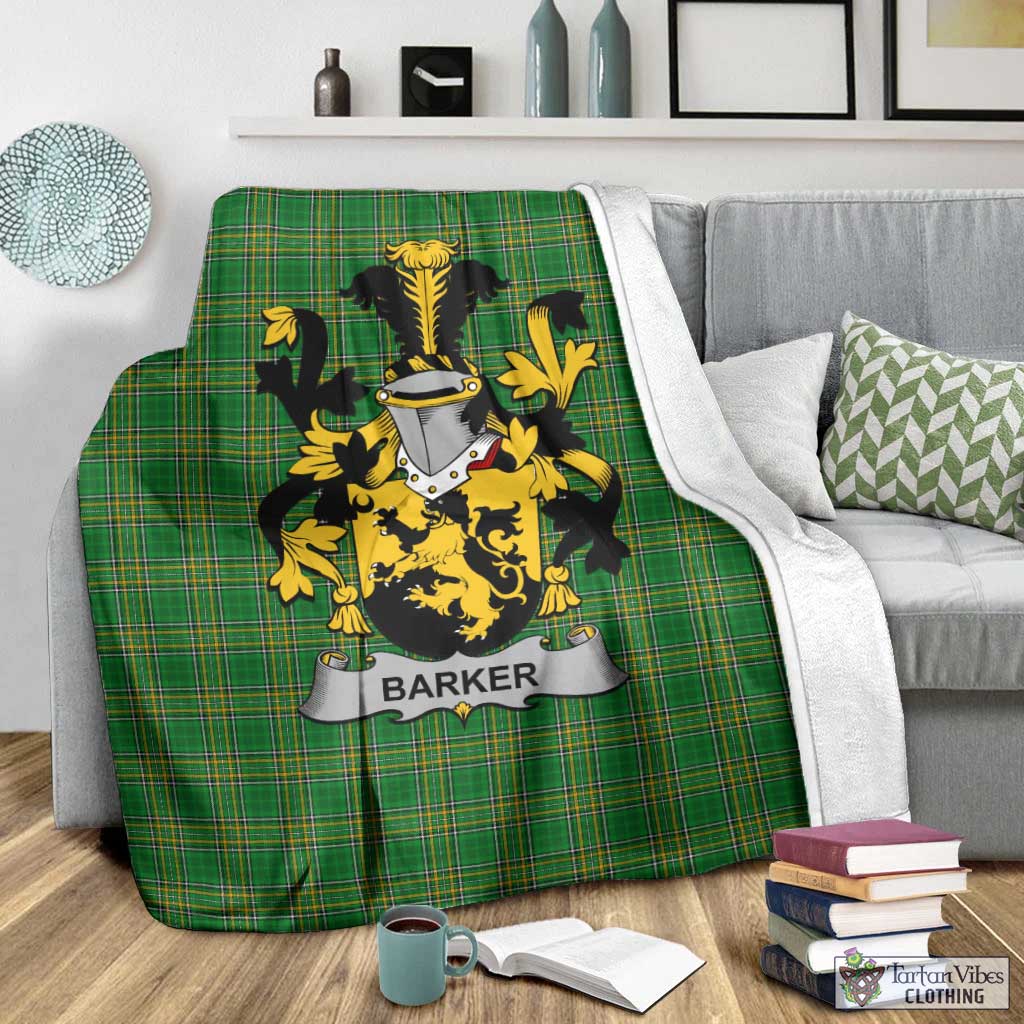 Tartan Vibes Clothing Barker Irish Clan Tartan Blanket with Coat of Arms